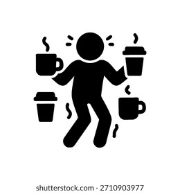 Excessive Caffeine Consumption Jitters Icon Isolated On White Background
