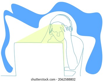 excessive computer use and a person who listens to music for headaches and concentration