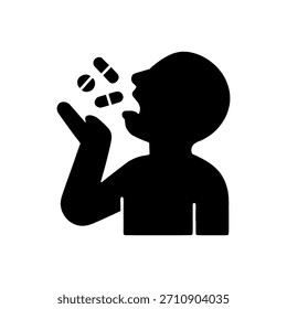 Excessive Pill Consumption Habit Icon Isolated On White Background