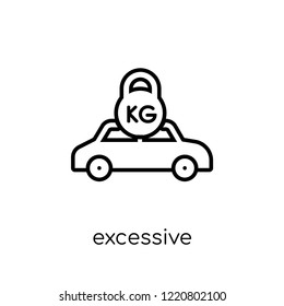 excessive weight for the vehicle icon. Trendy modern flat linear vector excessive weight for the vehicle icon on white background from thin line Insurance collection, outline vector illustration
