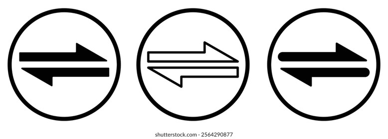 exchange arrow icon set. Left right arrows vector icon set. transfer arrow eps 10.