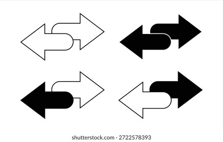 Conjunto de iconos de flecha de intercambio. Símbolo de flecha de intercambio. Señal de dirección opuesta. Ilustración vectorial