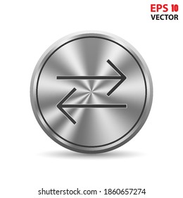 Exchange arrow sign icon in 3D button. Eps 10 vector illustration.