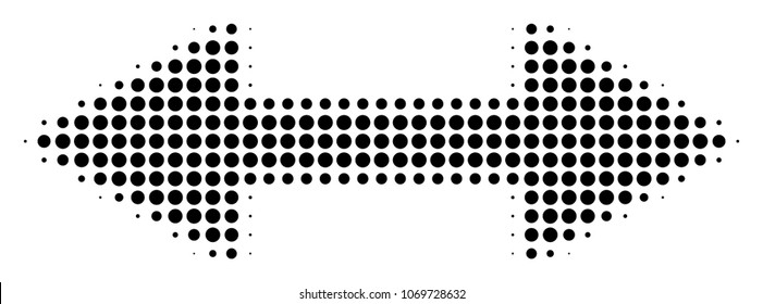 Exchange Arrows halftone vector icon. Illustration style is dotted iconic Exchange Arrows icon symbol on a white background. Halftone matrix is circle dots.