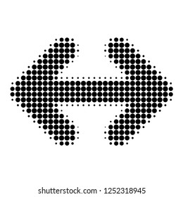 Exchange arrows horizontally halftone dotted icon. Halftone pattern contains round points. Vector illustration of exchange arrows horizontally icon on a white background.