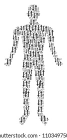 Exchange arrows human figure. Vector exchange arrows icons are arranged into human mosaic.