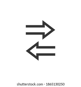 Exchange Arrows Icon Isolated on Black and White Vector Graphic