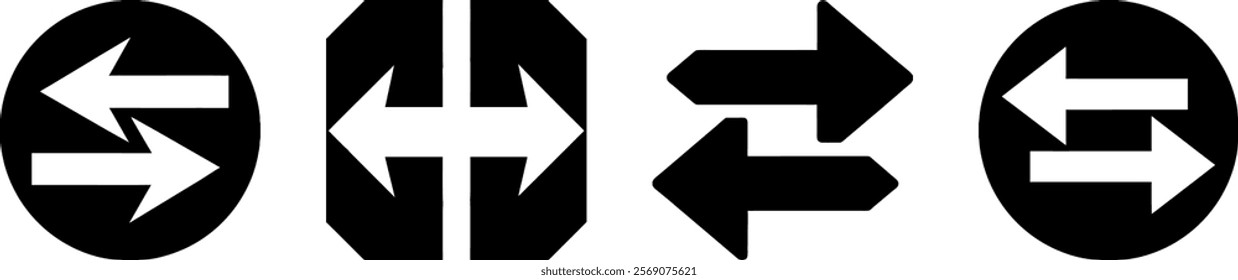 exchange arrows icon representing transfer, direction, and choice in logistics and navigation contexts.