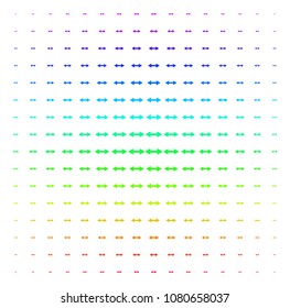 Exchange Arrows icon spectral halftone pattern. Vector exchange arrows shapes arranged into halftone grid with vertical rainbow colors gradient. Designed for backgrounds,