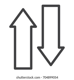 Exchange arrows line icon, outline vector sign, linear style pictogram isolated on white. Symbol, logo illustration. Editable stroke
