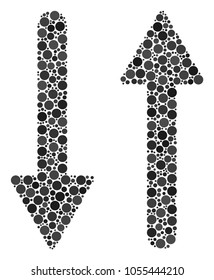 Exchange Arrows mosaic of dots in variable sizes and color tones. Dots are combined into exchange arrows vector collage. Vector design concept.