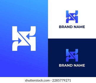Exchange Arrows On Letter H Balance logo design