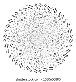 Exchange Arrows twirl circle. Element cluster combined from randomized exchange arrows items. Vector illustration style is flat iconic symbols.