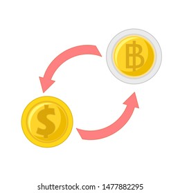 Exchange Baht to Dollar vector