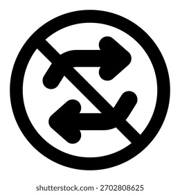 Icono sólido de la prohibición del intercambio, concepto del reciclaje. Gráficos de Vector. Letrero prohibido, prohibido de los artículos en el fondo blanco, icono del estilo del glifo para el móvil o el Diseño web