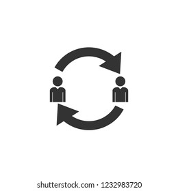 Exchange between two men. Icon Flat