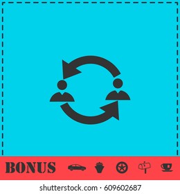 Exchange between two men icon flat. Simple vector symbol and bonus icon