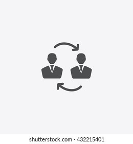 Exchange between two men and  people cycle icon vector on isolated background in business