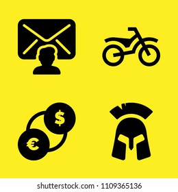 exchange, bike, helmet and mail vector icon set. Sample icons set for web and graphic design