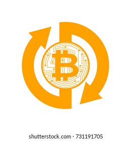 Exchange bitcoin. Crypto currency stock exchange sign. Virtual money  swap. Vector Illustrator
