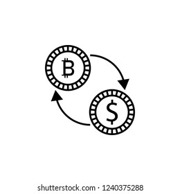 exchange, bitcoin, dollar icon. Element of crypto currency icon for mobile concept and web apps. Outline exchange, bitcoin, dollar icon can be used for web and mobile
