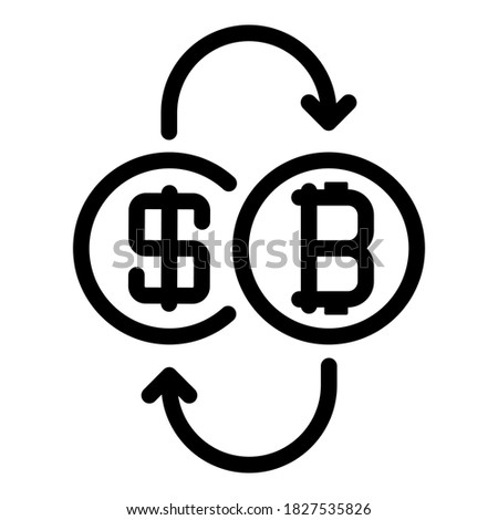 Exchange bitcoin dollar icon. Outline exchange bitcoin dollar vector icon for web design isolated on white background