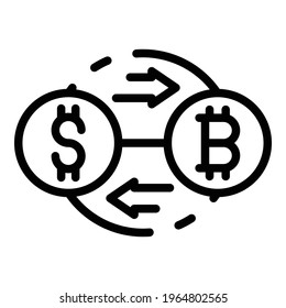 Exchange bitcoin icon. Outline Exchange bitcoin vector icon for web design isolated on white background
