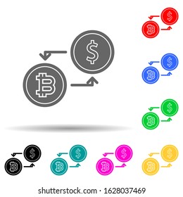 exchange bitcoin multi color style icon. Simple glyph, flat vector of crypto icons for ui and ux, website or mobile application