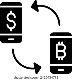 exchange bitcoin solid and glyph vector illustration