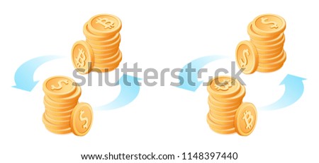 Exchange Bitcoins Dollars Currency Conversion Process Stock Vector - 