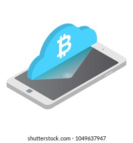 Exchange bitcoyne icon. Isometric illustration of exchange bitcoyne vector icon for web