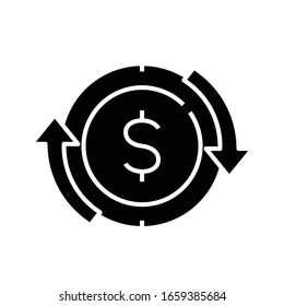 Exchange black icon, concept illustration, vector flat symbol, glyph sign.