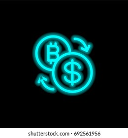 Exchange blue glowing neon ui ux icon. Glowing sign logo vector