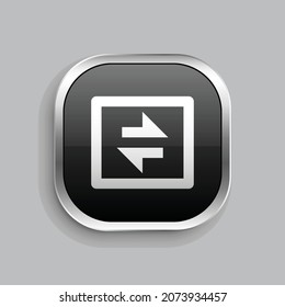 exchange box line icon design. Glossy Button style rounded rectangle isolated on gray background. Vector illustration