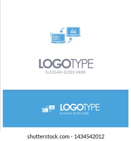 Exchange, Business, Completers, Connection, Data, Information Blue Solid Logo with place for tagline