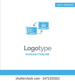 Exchange, Business, Completers, Connection, Data, Information Blue Solid Logo Template. Place for Tagline. Vector Icon Template background