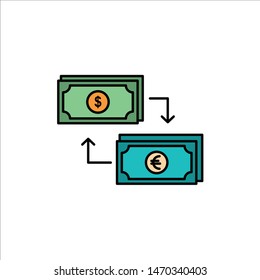 Exchange, Business, Dollar, Euro, Finance, Financial, Money  Flat Color Icon. Vector icon banner Template. Vector Icon Template background