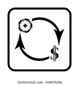 Exchange casino chips for dollar vector icon