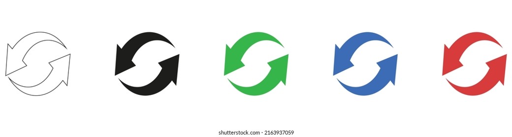 Exchange Change Arrow Icons. Two Arrows Spin Icon, Recycling Round. Vector Illustration