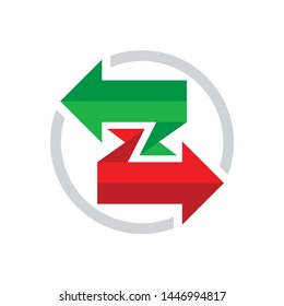 Exchange concept business logo design. Arrows creative icon. Direction sign. Reload symbol. Finance investment insignia. 