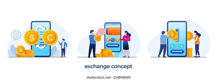 exchange concept, financial and accounting, dollar, fund, deposit, flat illustration vector