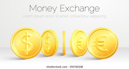 Exchange Concept. Vector Two Sides Gold Coin