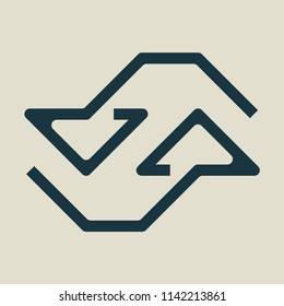 Exchange and convert icon. Arrow, trade, return. Vector illustration.