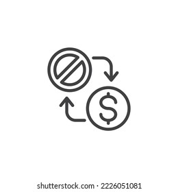Exchange Crisis line icon. linear style sign for mobile concept and web design. Currency exchange outline vector icon. Symbol, logo illustration. Vector graphics