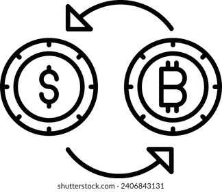 exchange crypto Outline vector illustration icon