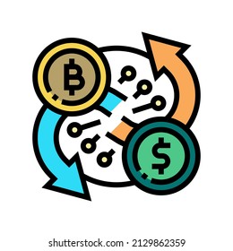 exchange cryptocurrency color icon vector. exchange cryptocurrency sign. isolated symbol illustration
