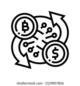Austausch von Kryptowährungs-Symbol-Vektorgrafik. das Kryptowährungszeichen austauschen. isoliertes Kontursymbol