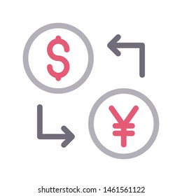 exchange currency colour line vector icon