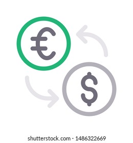 exchange currency colour line vector icon