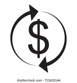 Exchange and currency conversion. Dollar Icon. Exchange icon, swap and money exchange, give and take vector illustration